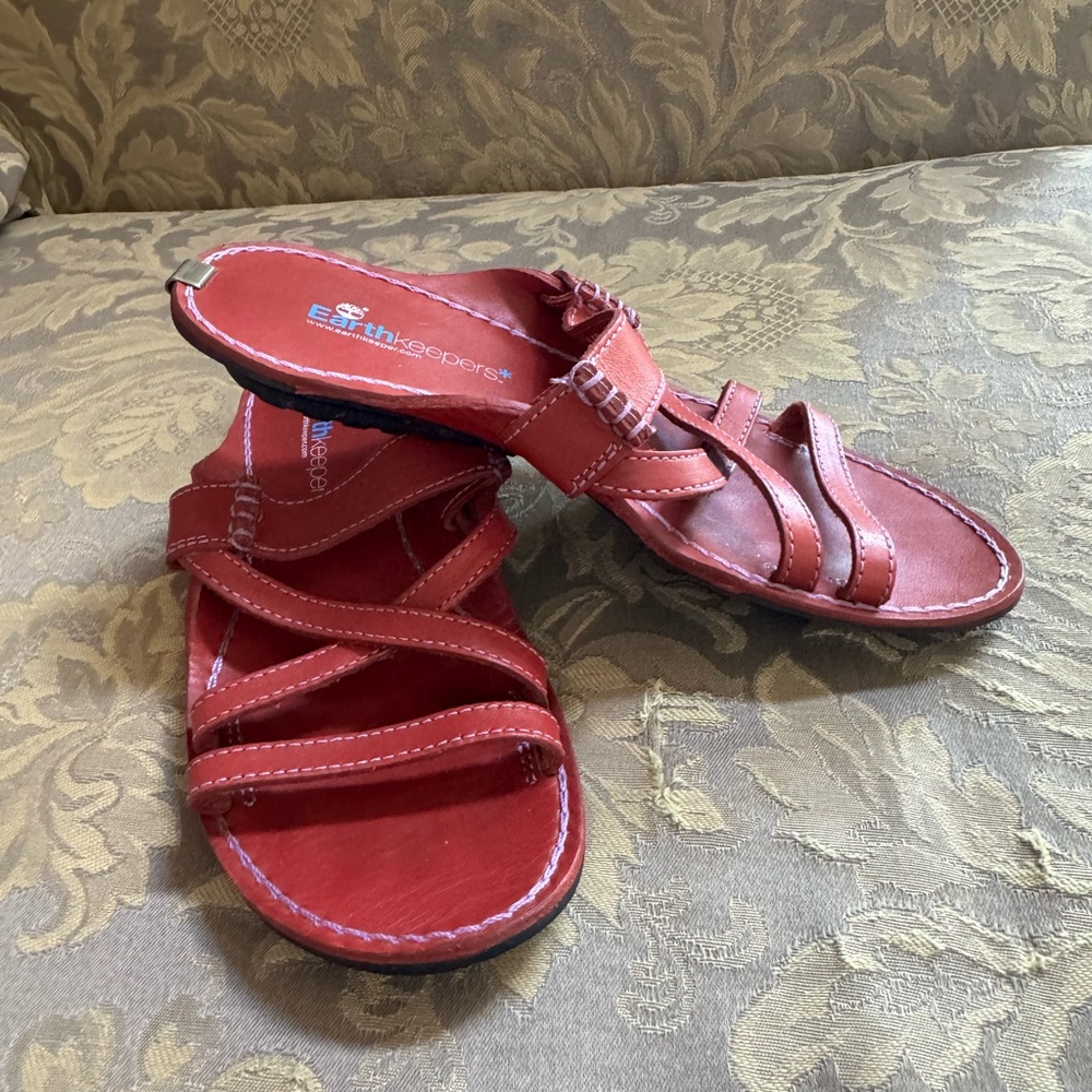 Timberland Earth Keepers Red Leather sandals women size 6.5 M